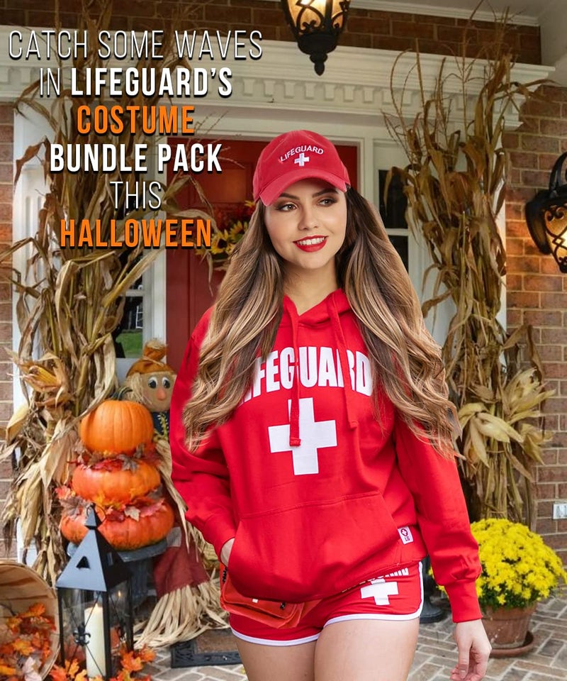 LIFEGUARD Officially Licensed Women Ladies Halloween Costume Bundle Pack (S) Red - Image 2